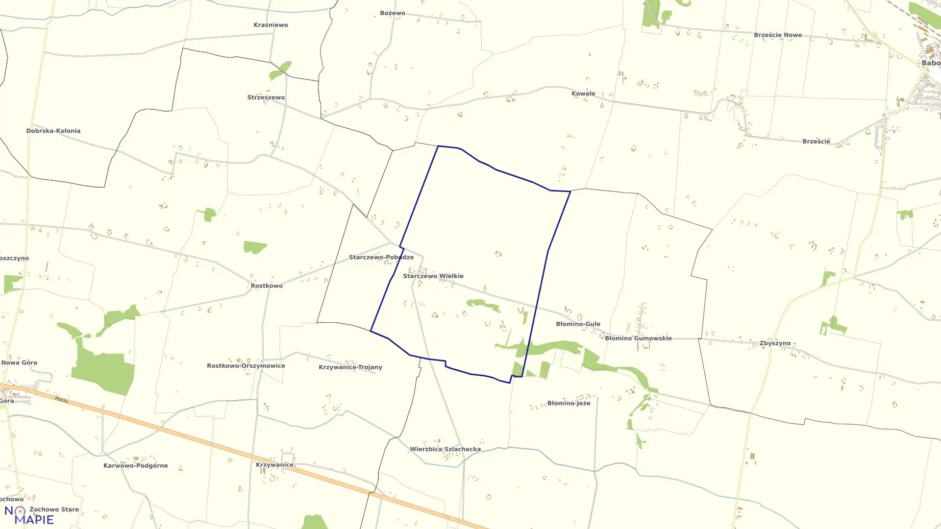 Mapa obrębu STARCZEWO-WIELKIE w gminie Dzierzążnia